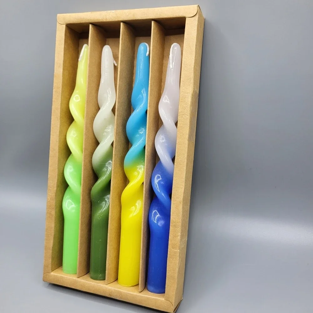 Vintage Ombre Spiral Taper Candles 9.5